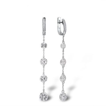 Sterling Silver CZ Drop Earrings -White