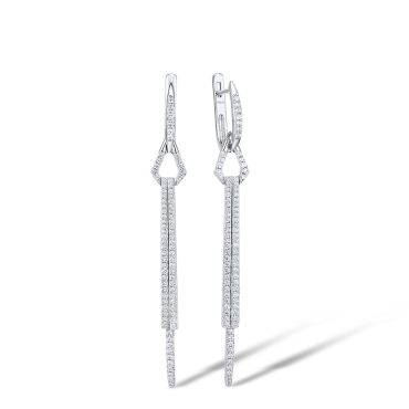 Luxury 925 Sterling Silver White Cubic Zirconia Earrings 