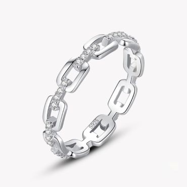 Ailmay 100% 925 Sterling Silver Simple Cadena Hueca Stackable Charm Finger Ring For Women Girls Party Accessories Jewelry-5