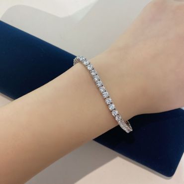 Luxury 925 Sterling Silver Jewelry Sparking Lab Created Diamond Bracelet -17cm