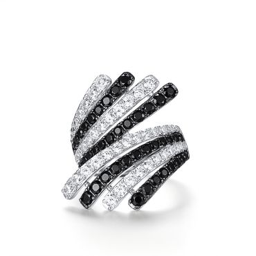 Luxury 925 Sterling Silver Sparkling Black&White CZ Ring -8