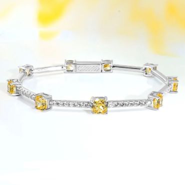 925 Sterling Silver and Yellow CZ  Bracelet