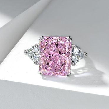 High Quality 925 Sterling Silver Pink CZ Ring 13*16mm(Main Stone) -8-Pink