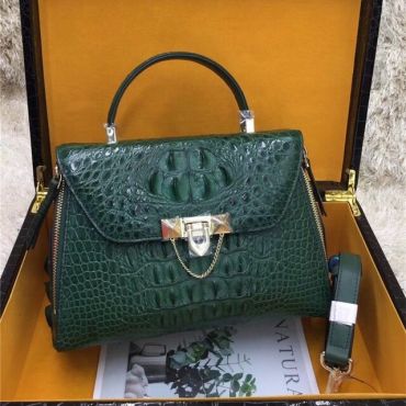 Luxury Authentic Exotic Crocodile Leather Handbag-Green