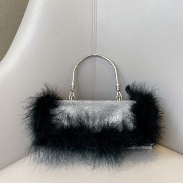Crystal Feather Handbag-Black-China