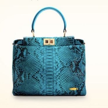 Luxury 100% Genuine Python Skin Handbag-Sky blue