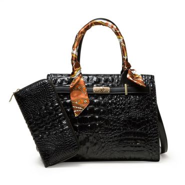 Luxury Crocodile Pattern Handbag -Midnight Blue-(20cm