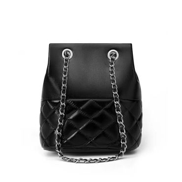 Fashion Genuine leather Bucket Bag  -Black