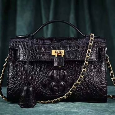 High Quality Luxury 100% Genuine Crocodile Leather Purse-Black