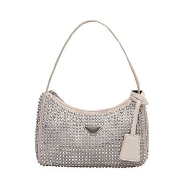 Luxury Rhinestone Handbag -White-(20cm