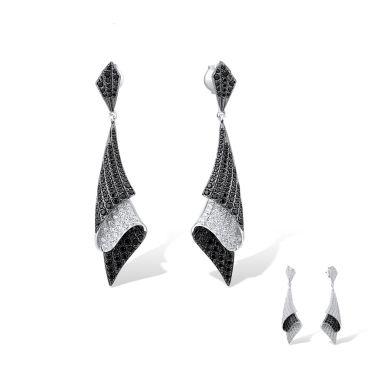Luxury 925 Sterling Silver Black&White Cubic Zirconia Earrings