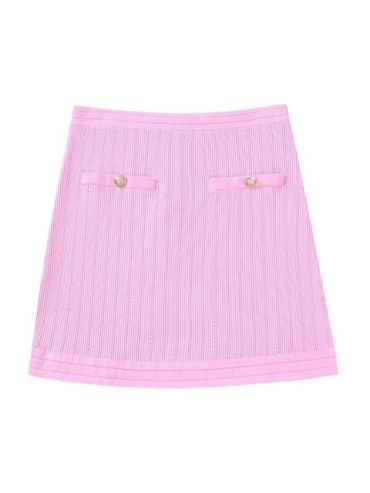 Two Piece Set Crop Knit Cardigan And Mini Skirt -Black-S-CN