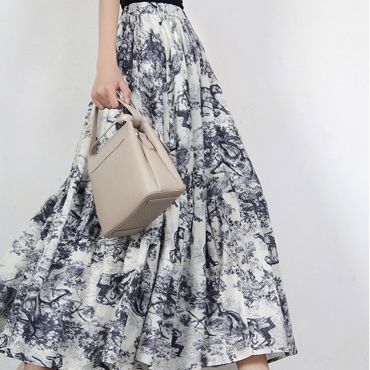 Floral Print Pleated Maxi Skirt 