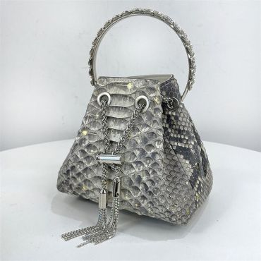  Luxury Genuine Python Skin Handbag -Black