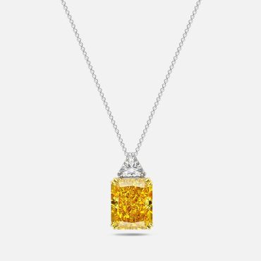  925 Sterling Silver Sparkling 13*16mm Yellow Lab Created Diamond Pendant 