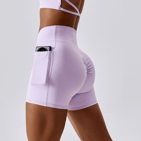High-Waisted Yoga Shorts with Side Pockets